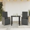 Ensemble de bistro 3 pcs avec coussins gris résine tressée 