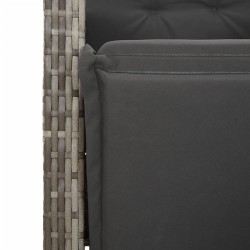 Ensemble de bistro 3 pcs avec coussins gris résine tressée 