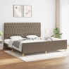 Cadre de lit sans matelas et tête de lit taupe 200x200 cm tissu 