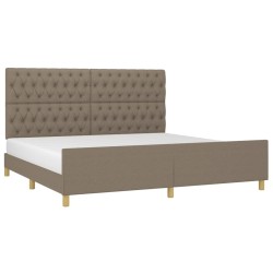 Cadre de lit sans matelas et tête de lit taupe 200x200 cm tissu 