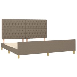 Cadre de lit sans matelas et tête de lit taupe 200x200 cm tissu 