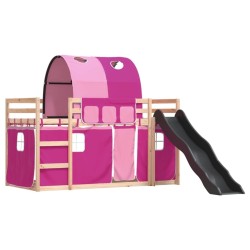 Lit superposé sans matelas avec toboggan et rideaux 80x200 cm 
