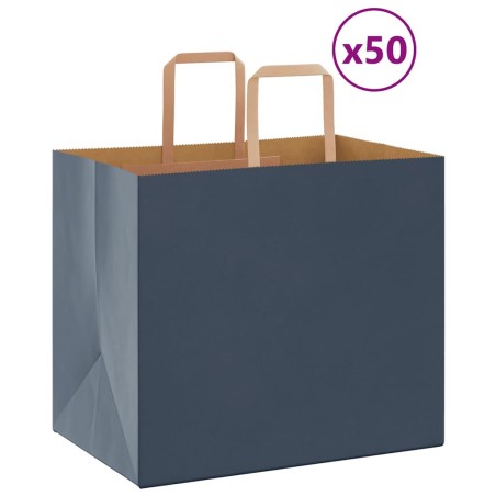 Sacs en papier 50 pcs avec poignées bleu 32x22x28 cm 