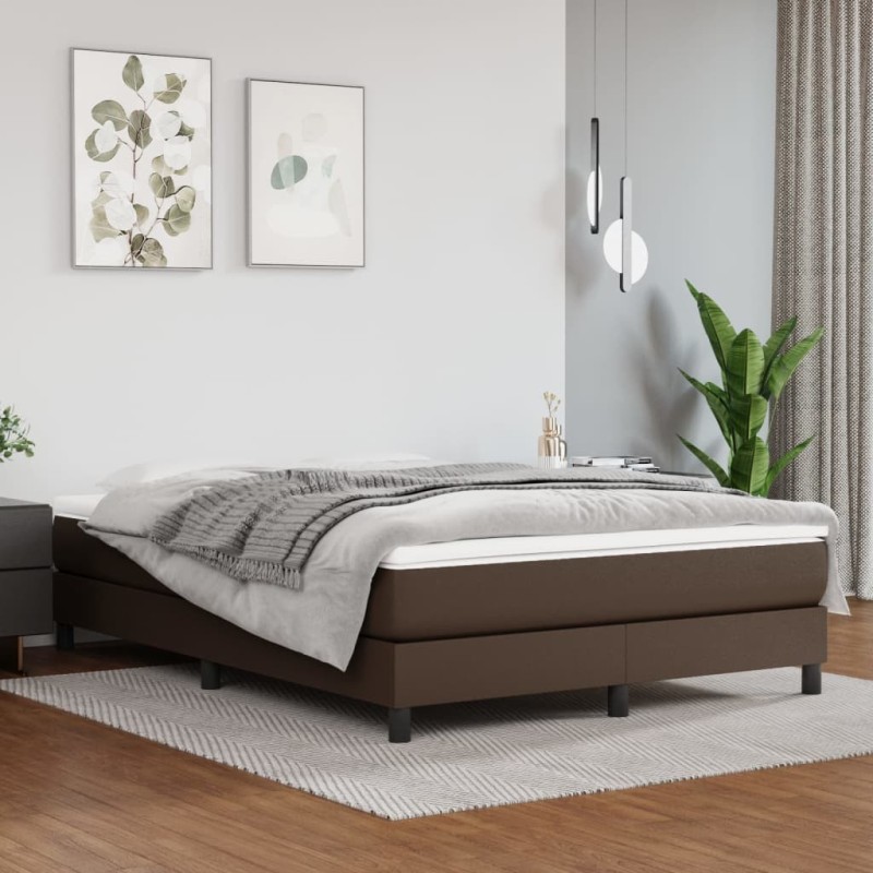 Cadre de lit sans matelas marron 140x200 cm similicuir 