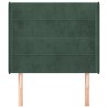 Tête de lit avec oreilles Vert foncé 83x16x118/128 cm Velours 