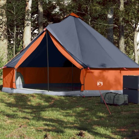 Tente familiale tipi 6 personnes gris et orange imperméable 
