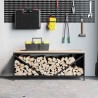 Étagère à bois de chauffage avec plateau en bois noir 