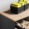 Étagère à bois de chauffage avec plateau en bois noir 