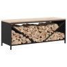 Étagère à bois de chauffage avec plateau en bois noir 