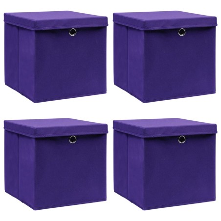 Boîtes de rangement avec couvercles 4 pcs 28x28x28 cm Violet 