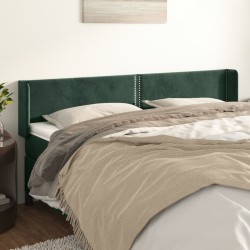 Tête de lit avec oreilles Vert foncé 203x16x78/88 cm Velours 