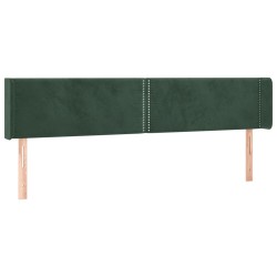 Tête de lit avec oreilles Vert foncé 203x16x78/88 cm Velours 