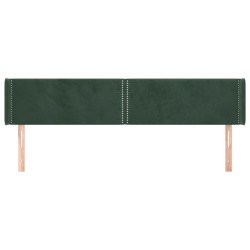 Tête de lit avec oreilles Vert foncé 203x16x78/88 cm Velours 