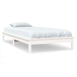 Cadre de lit sans matelas blanc bois massif 