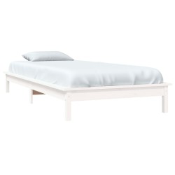 Cadre de lit sans matelas blanc bois massif 