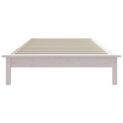 Cadre de lit sans matelas blanc bois massif 