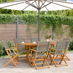 Chaises de jardin pliantes lot de 6 gris poly rotin bois massif 