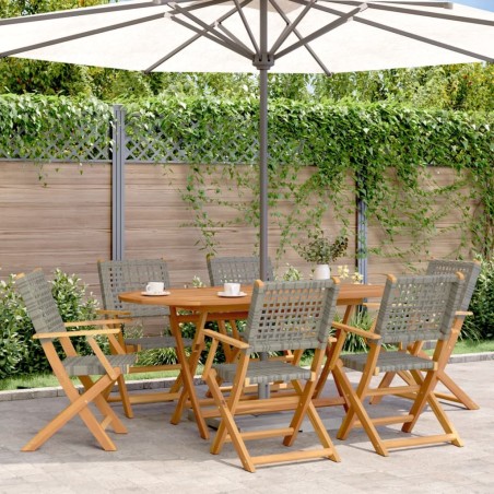 Chaises de jardin pliantes lot de 6 gris poly rotin bois massif 