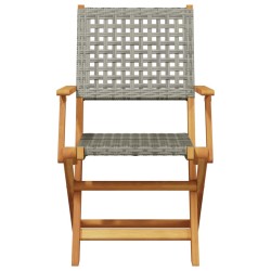 Chaises de jardin pliantes lot de 6 gris poly rotin bois massif 