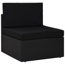 Salon de jardin 4 pcs avec coussins Noir Résine tressée 