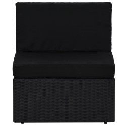 Salon de jardin 4 pcs avec coussins Noir Résine tressée 