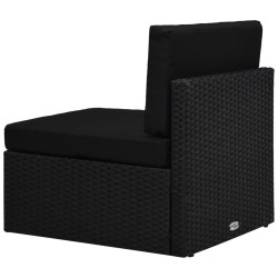 Salon de jardin 4 pcs avec coussins Noir Résine tressée 
