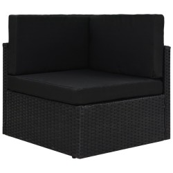 Salon de jardin 4 pcs avec coussins Noir Résine tressée 