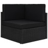 Salon de jardin 4 pcs avec coussins Noir Résine tressée 
