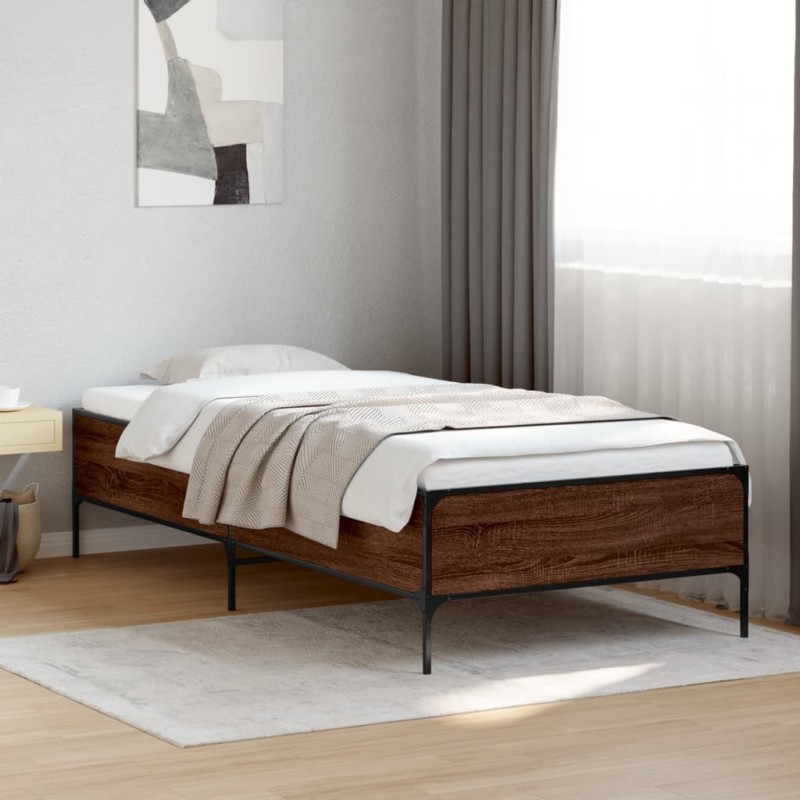 Cadre de lit sans matelas chêne marron 75x190 cm 