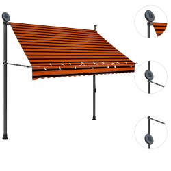 Auvent manuel rétractable avec LED 200 cm Orange et marron 