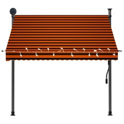 Auvent manuel rétractable avec LED 200 cm Orange et marron 
