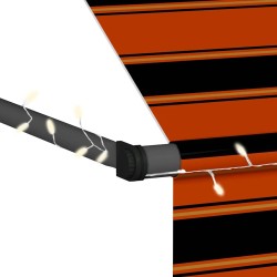 Auvent manuel rétractable avec LED 200 cm Orange et marron 