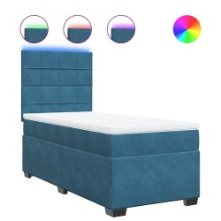 Sommier à lattes de lit avec matelas bleu 80x200 cm velours 