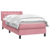 Sommier à lattes de lit avec matelas rose 90x210 cm velours 