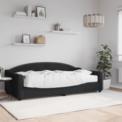Lit de jour avec matelas noir 100x200 cm tissu 
