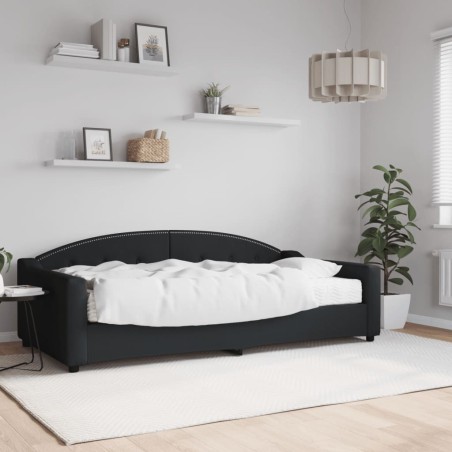 Lit de jour avec matelas noir 100x200 cm tissu 
