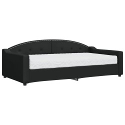 Lit de jour avec matelas noir 100x200 cm tissu 