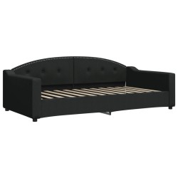 Lit de jour avec matelas noir 100x200 cm tissu 