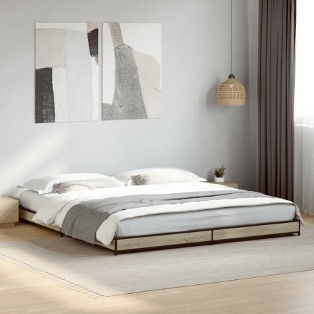 Cadre de lit sans matelas chêne sonoma 200x200 cm 