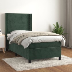 Sommier à lattes de lit avec matelas Vert foncé 90x200 cm 