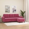Canapé à 3 places et repose-pieds Rouge bordeaux 180 cm Velours 