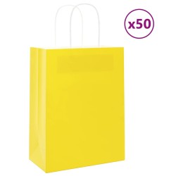 Sacs en papier 50 pcs avec poignées jaune 21x11x28 cm 