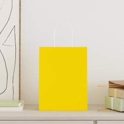 Sacs en papier 50 pcs avec poignées jaune 21x11x28 cm 