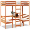 Lit mezzanine avec bureau et chaises brun cire 90x190 cm pin 