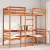 Lit mezzanine avec bureau et chaises brun cire 90x190 cm pin 