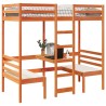 Lit mezzanine avec bureau et chaises brun cire 90x190 cm pin 