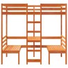 Lit mezzanine avec bureau et chaises brun cire 90x190 cm pin 