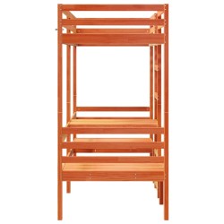 Lit mezzanine avec bureau et chaises brun cire 90x190 cm pin 