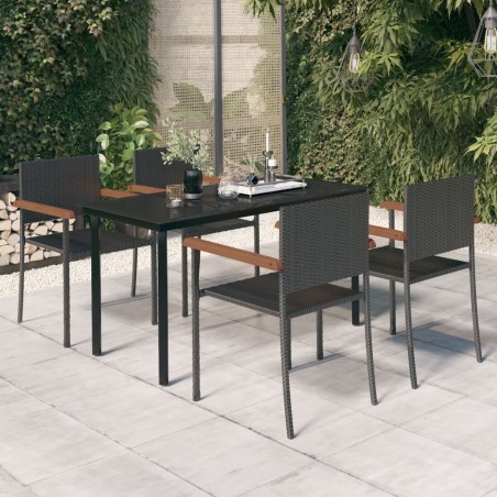 Ensemble à manger de jardin 5 pcs Noir 