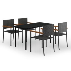 Ensemble à manger de jardin 5 pcs Noir 